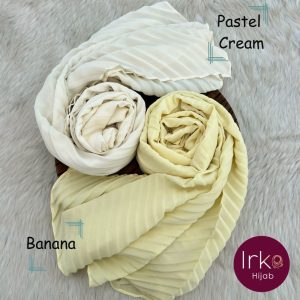 Dazzling Pleated Georgette Hijab - Pastel Cream