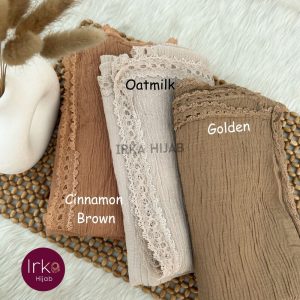 Lace Touch Cotton Hijab - Golden