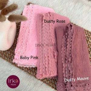 Lace Touch Cotton Hijab - Dusty Mauve