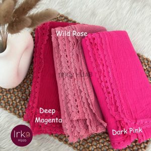 Lace Touch Cotton Hijab - Dark Pink