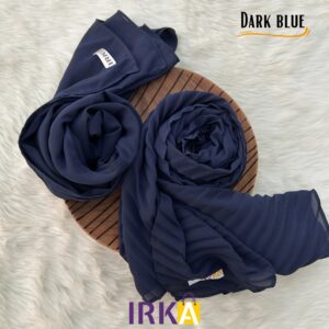 Dazzling Pleated Georgette Hijab - Dark Blue