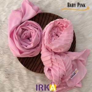 Dazzling Pleated Georgette Hijab - Baby Pink