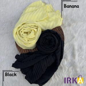 Dazzling Pleated Georgette Hijab - Banana