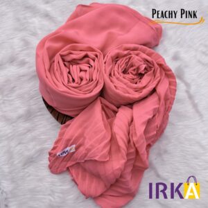 Dazzling Pleated Georgette Hijab - Peachy Pink