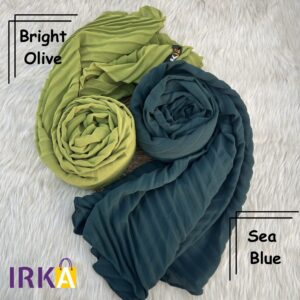 Dazzling Pleated Georgette Hijab - Bright Olive