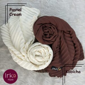 Dazzling Pleated Georgette Hijab - Pastel Cream