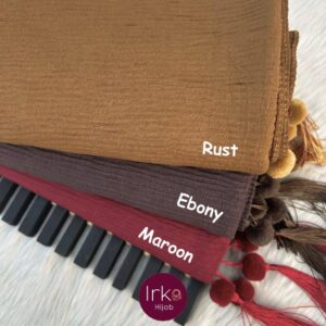 Plisse Cotton Tassel Hijab - Ebony