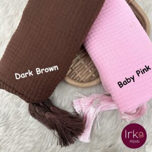 Crinkle Cotton Tassel Hijab - Baby Pink