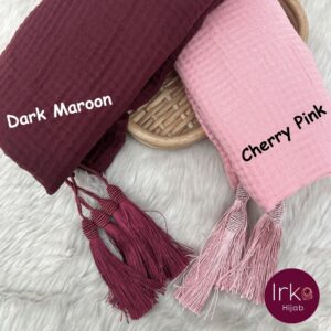 Crinkle Cotton Tassel Hijab - Cherry Pink