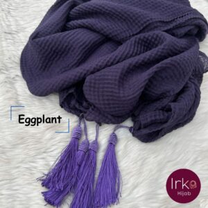 Crinkle Cotton Tassel Hijab - Eggplant