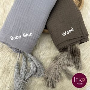 Crinkle Cotton Tassel Hijab - Wood