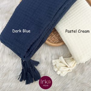Artisan Weave Tassel Hijab - Pastel Cream