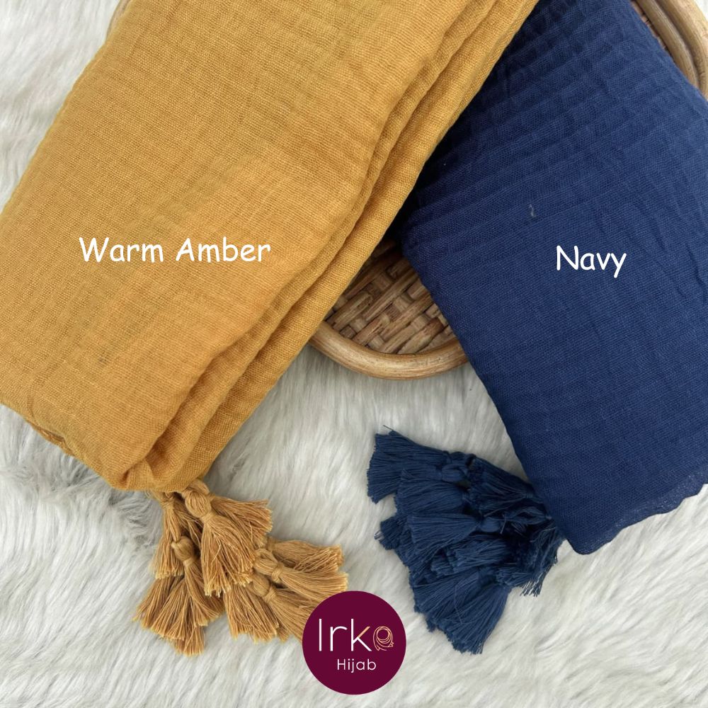 Artisan Weave Tassel Hijab – Navy