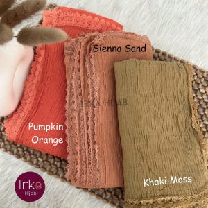 Lace Touch Cotton Hijab - Khaki Moss