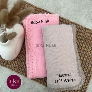 Lace Touch Cotton Hijab - Neutral Off White